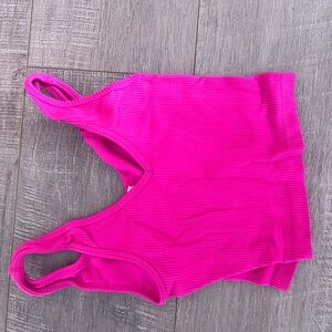 Vibrant Pink Ribbed Tank Top